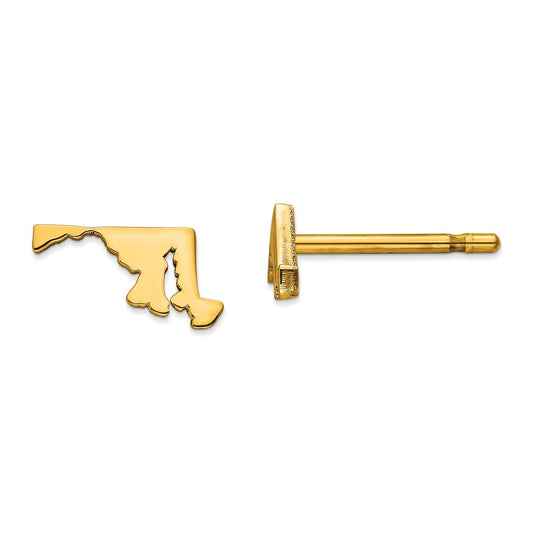 Gold-Plated Silver MD Small State Earring, 4.88mm x 8.97mm
