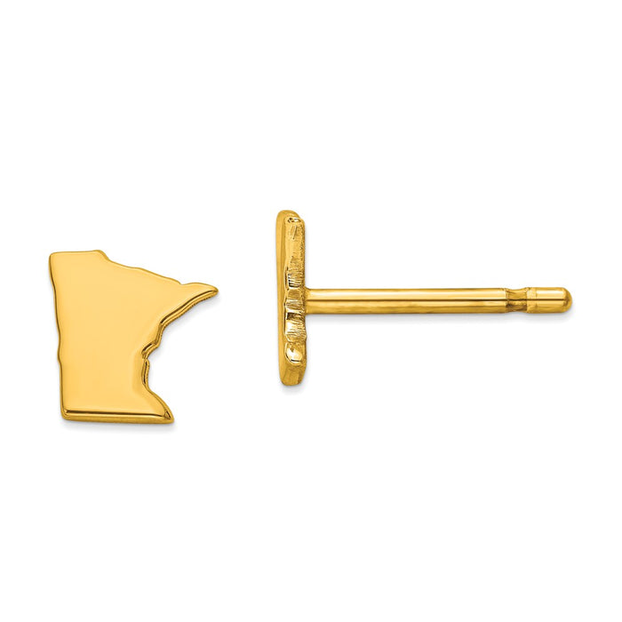 Gold-Plated Silver MN Small State Earring, 6.86mm x 6.76mm