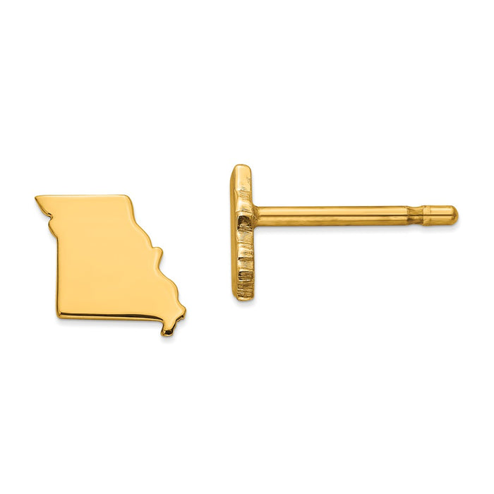 Gold-Plated Silver MO Small State Earring, 6.88mm x 7.52mm