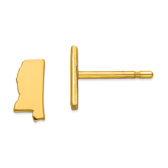 Gold-Plated Silver MS Small State Earring, 8.13mm x 4.45mm