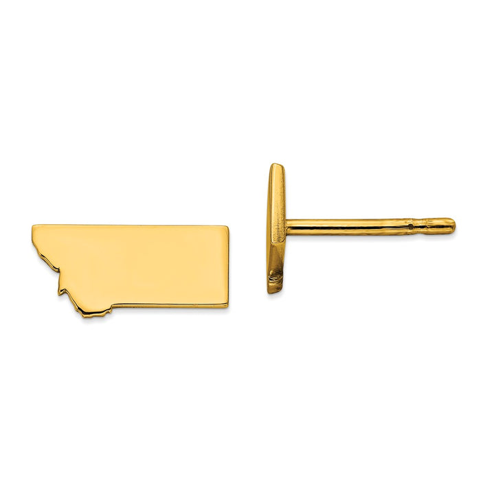 Gold-Plated Silver MT Small State Earring, 5.41mm x 10.87mm