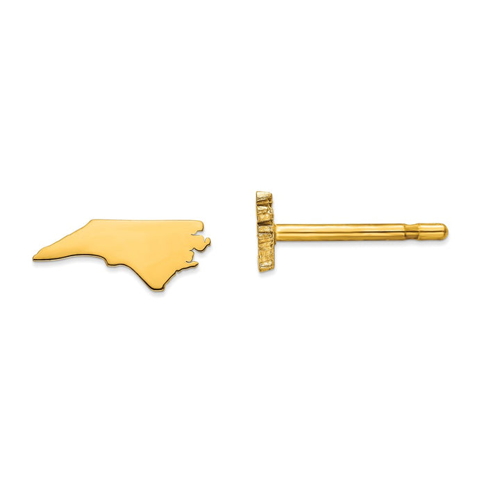 Gold-Plated Silver NC Small State Earring, 4.04mm x 9.75mm