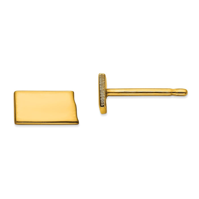 Gold-Plated Silver ND Small State Earring, 4.37mm x 8.2mm