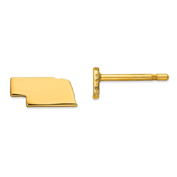 Gold-Plated Silver NE Small State Earring, 4.34mm x 9.58mm