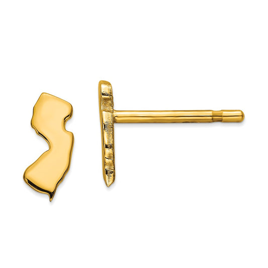 Gold-Plated Silver NJ Small State Earring, 8.51mm x 4.37mm