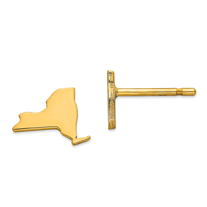 Gold-Plated Silver NY Small State Earring, 6.93mm x 9.17mm