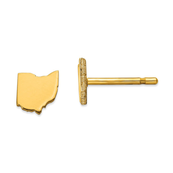 Gold-Plated Silver OH Small State Earring, 6.17mm x 5.49mm