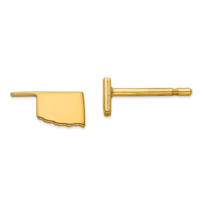 Gold-Plated Silver OK Small State Earring, 4.6mm x 8.97mm