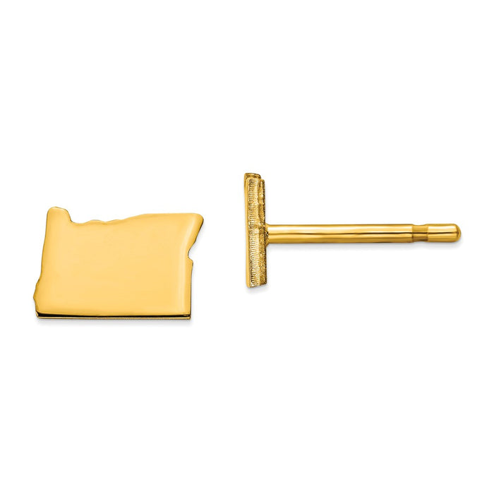 Gold-Plated Silver OR Small State Earring, 5.66mm x 8.28mm