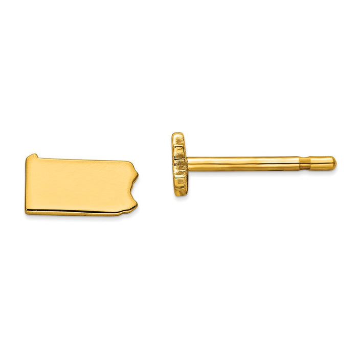 Gold-Plated Silver PA Small State Earring, 4.24mm x 7.54mm