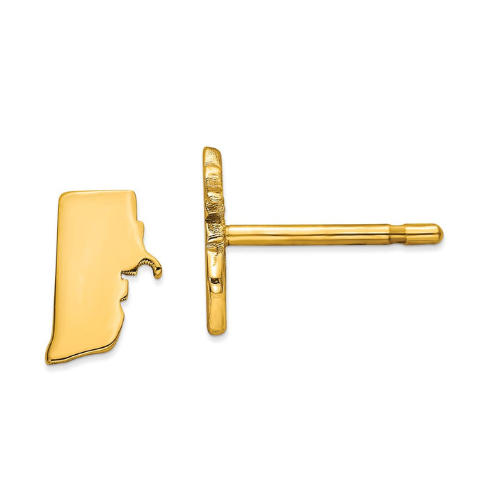 Gold-Plated Silver RI Small State Earring, 8.15mm x 5.54mm
