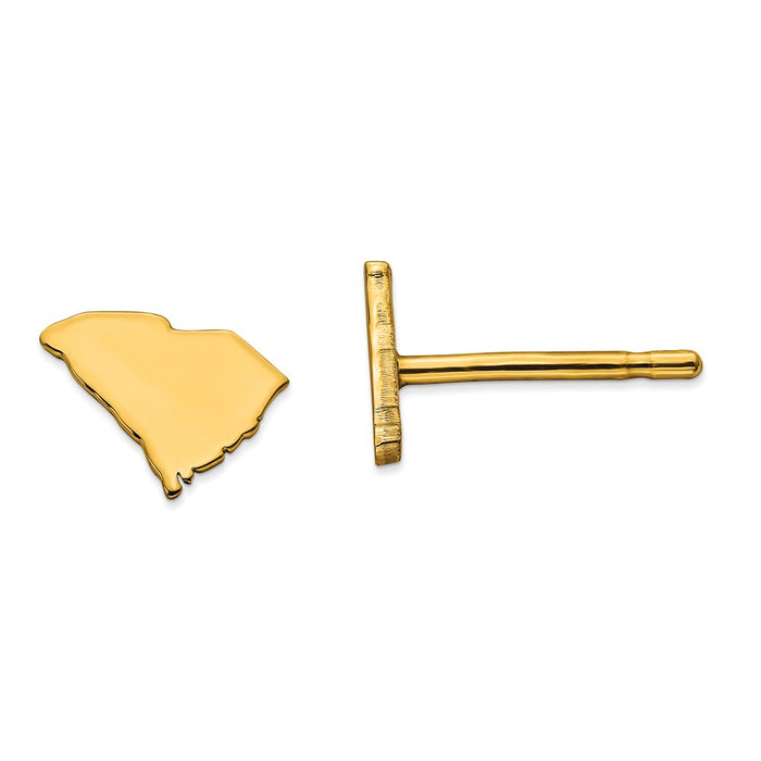 Gold-Plated Silver SC Small State Earring, 6.27mm x 7.95mm