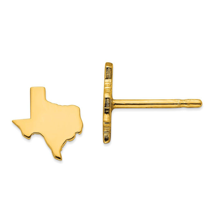Million Charms 14k Yellow Gold TX Small State Earrings,