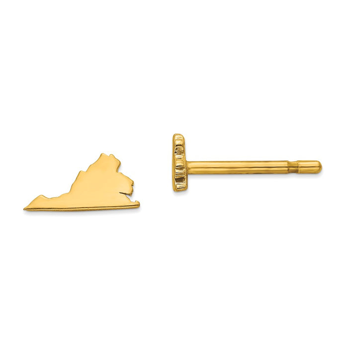 Gold-Plated Silver VA Small State Earring, 4.27mm x 8.48mm