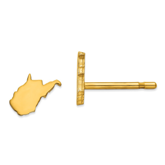 Gold-Plated Silver WV Small State Earring, 6.99mm x 7.65mm