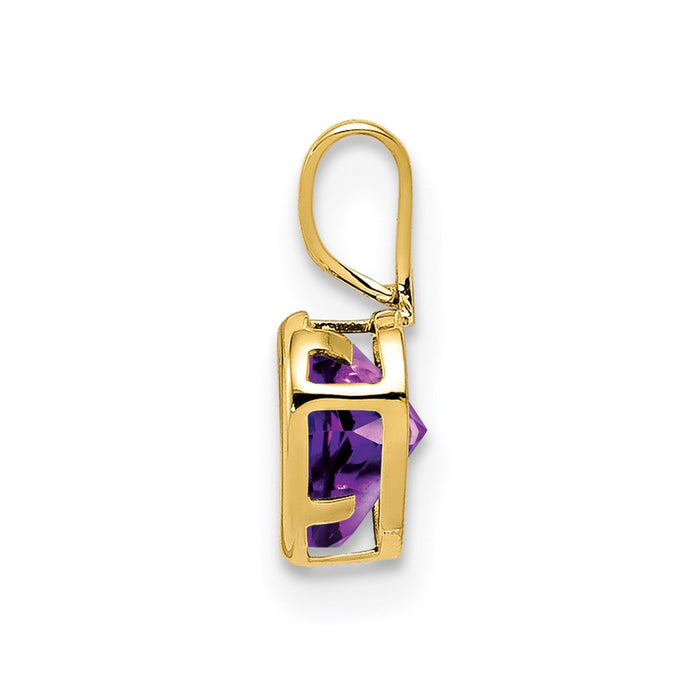 Million Charms 14K Yellow Gold Themed 5Mm Heart Amethyst Bezel Pendant