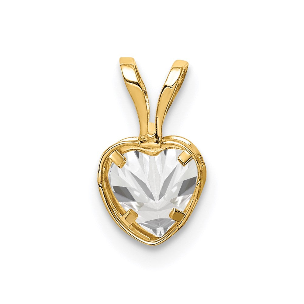 Million Charms 14K Yellow Gold Themed 5Mm Heart Cubic Zirconia Bezel Pendant