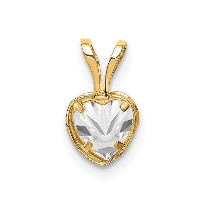 Million Charms 14K Yellow Gold Themed 5Mm Heart Cubic Zirconia Bezel Pendant