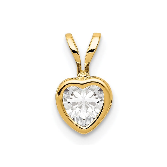 Million Charms 14K Yellow Gold Themed 5Mm Heart Cubic Zirconia Bezel Pendant