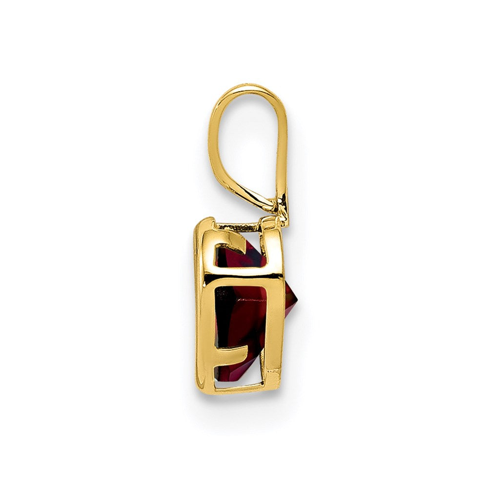 Million Charms 14K Yellow Gold Themed 5Mm Heart Garnet Bezel Pendant