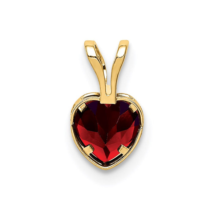 Million Charms 14K Yellow Gold Themed 5Mm Heart Garnet Bezel Pendant