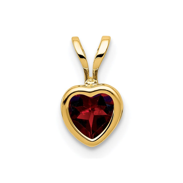 Million Charms 14K Yellow Gold Themed 5Mm Heart Garnet Bezel Pendant