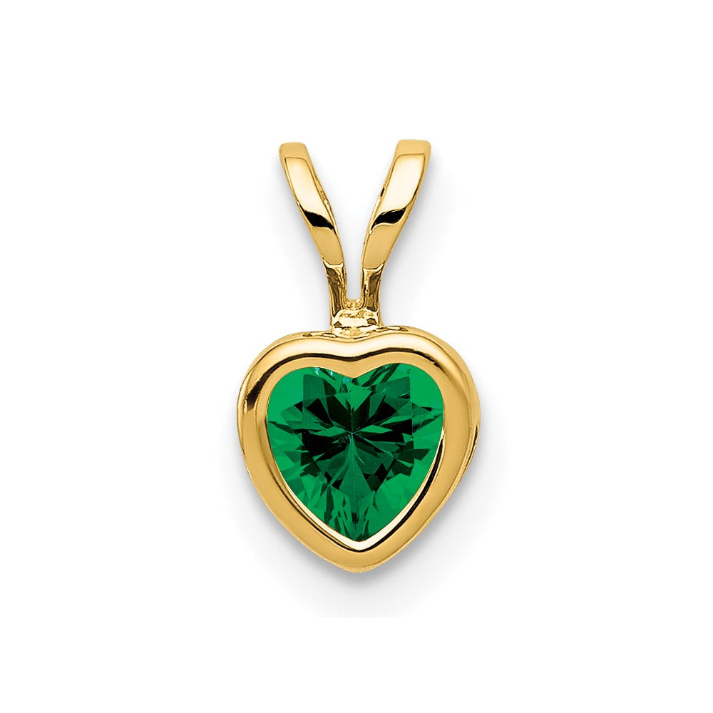 Million Charms 14K Yellow Gold Themed 5Mm Heart Mount Religious Saint Helens Bezel Pendant