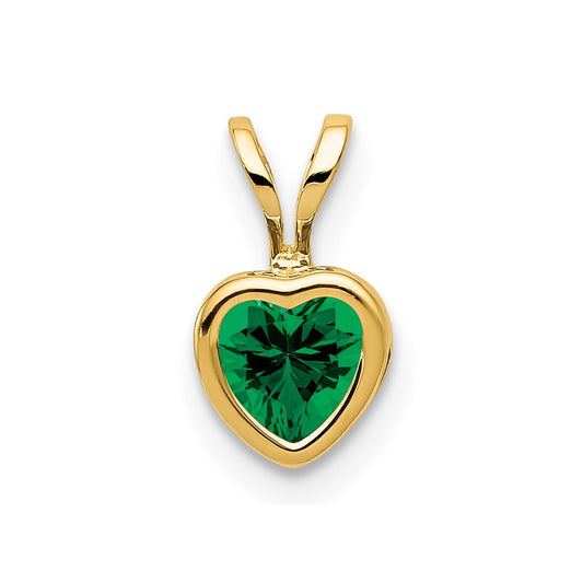 Million Charms 14K Yellow Gold Themed 5Mm Heart Mount Religious Saint Helens Bezel Pendant