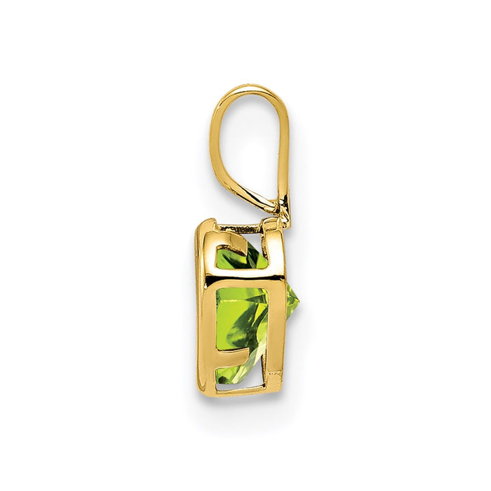 Million Charms 14K Yellow Gold Themed 5Mm Heart Peridot Bezel Pendant