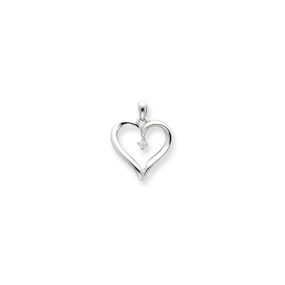 Million Charms 14K White Gold Themed Diamond Heart Pendant