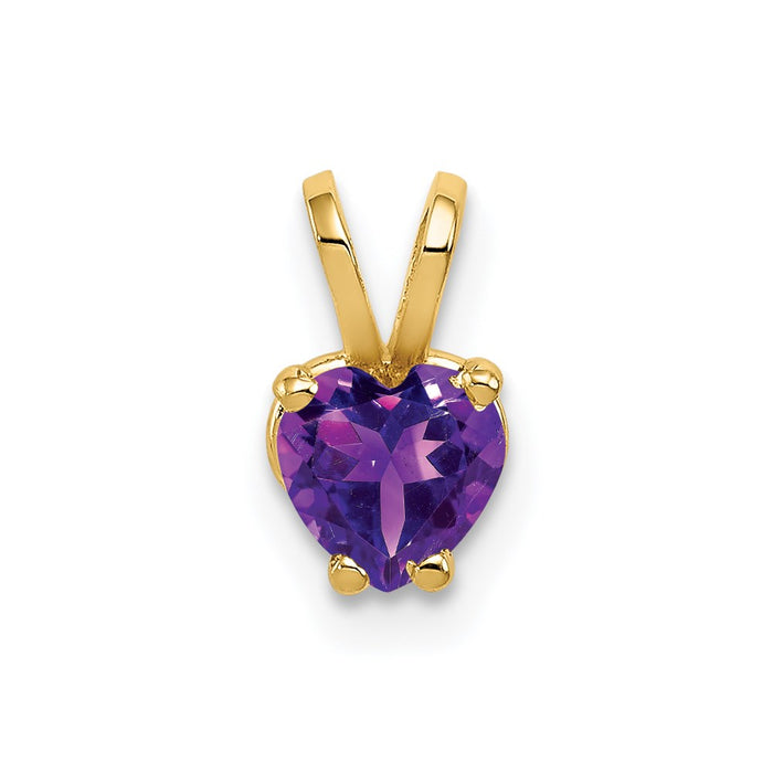 Million Charms 14K Yellow Gold Themed 5Mm Heart Amethyst Pendant