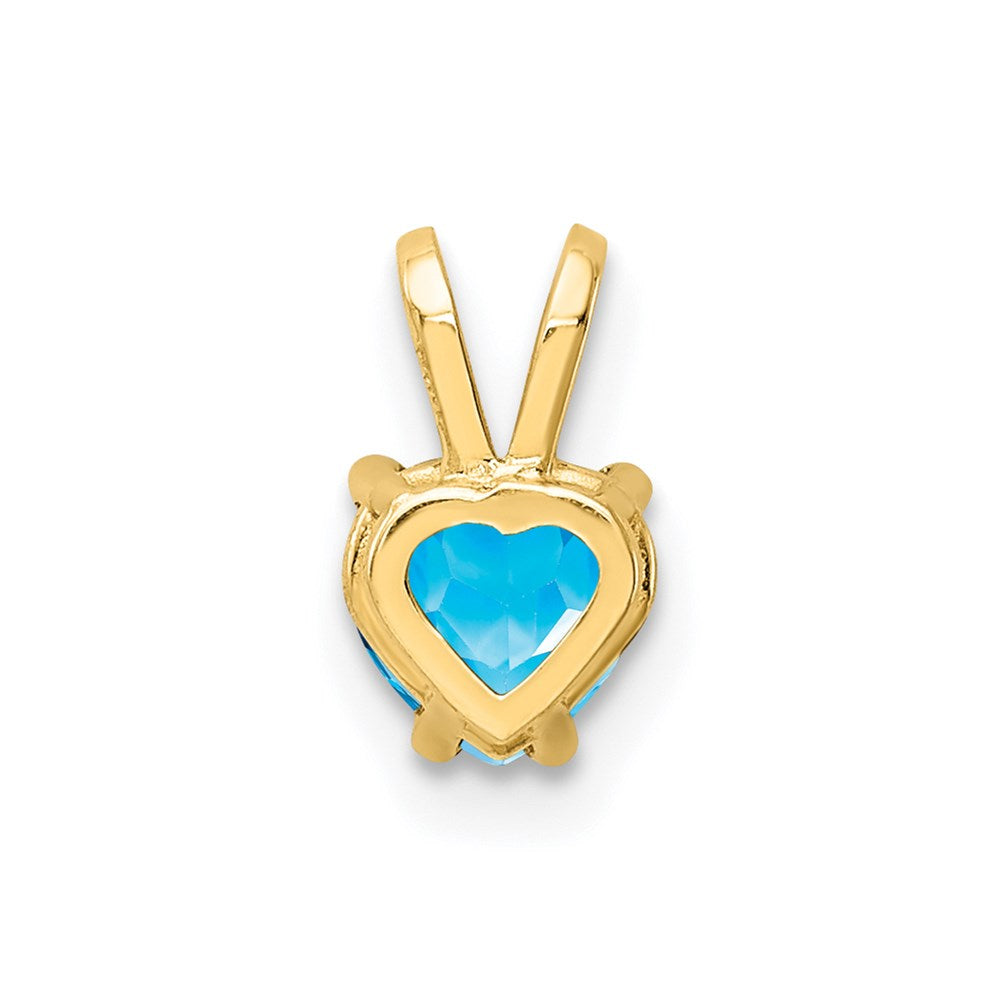 Million Charms 14K Yellow Gold Themed 5Mm Heart Blue Topaz Pendant