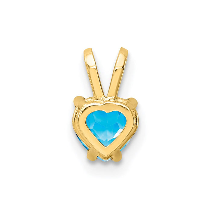 Million Charms 14K Yellow Gold Themed 5Mm Heart Blue Topaz Pendant