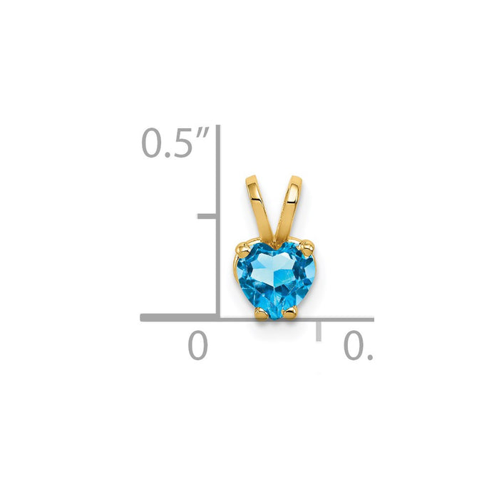 Million Charms 14K Yellow Gold Themed 5Mm Heart Blue Topaz Pendant