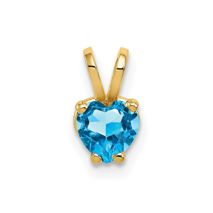 Million Charms 14K Yellow Gold Themed 5Mm Heart Blue Topaz Pendant