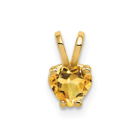 Million Charms 14K Yellow Gold Themed 5Mm Heart Citrine Pendant