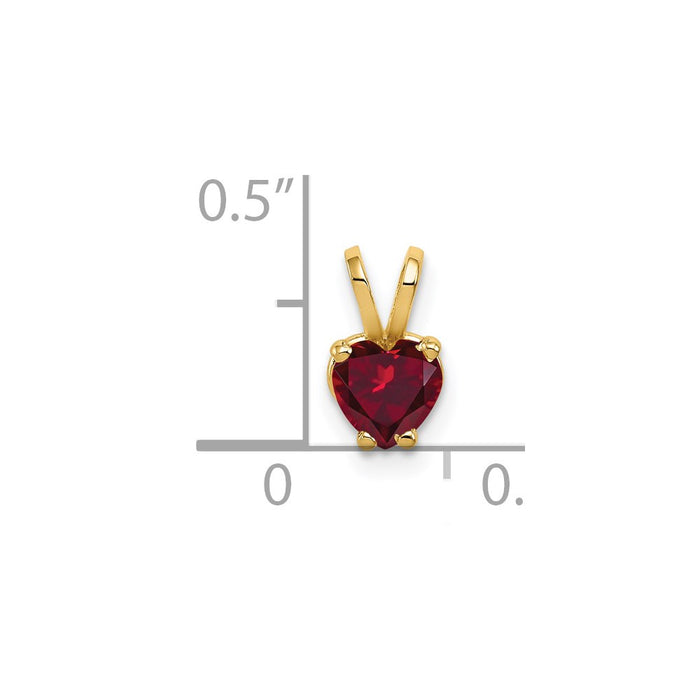 Million Charms 14K Yellow Gold Themed 5Mm Heart Created Ruby Pendant