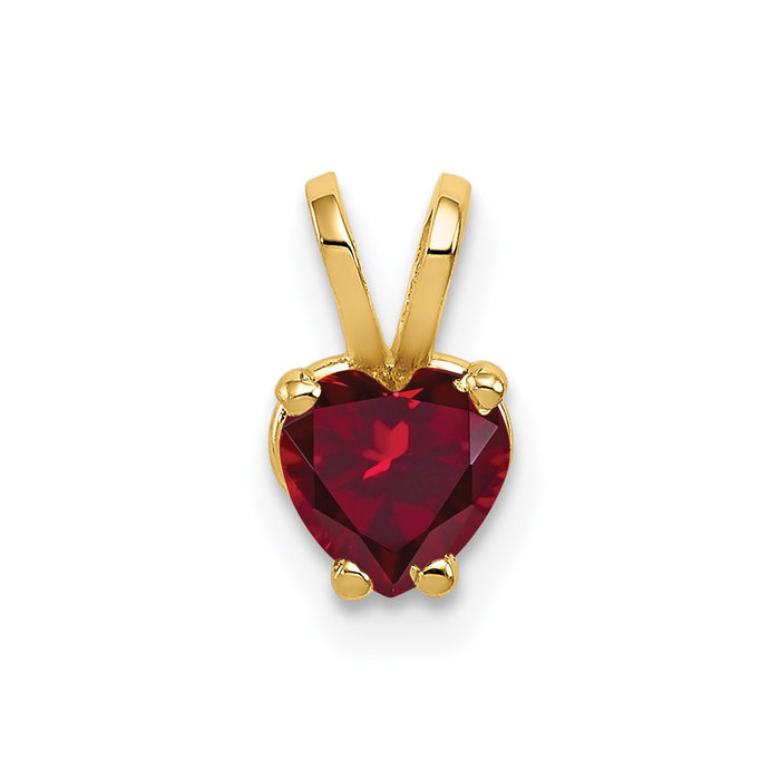 Million Charms 14K Yellow Gold Themed 5Mm Heart Created Ruby Pendant