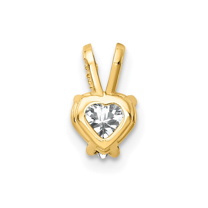 Million Charms 14K Yellow Gold Themed 5Mm Heart Cubic Zirconia Pendant