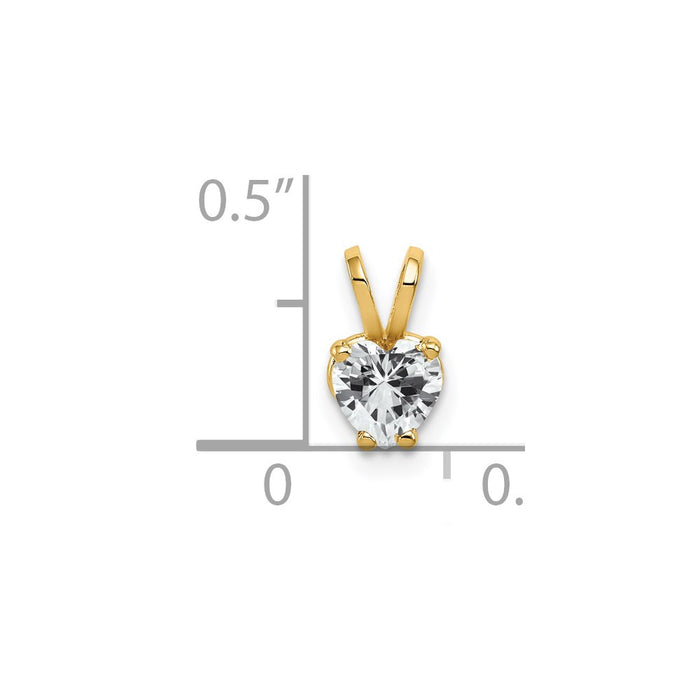 Million Charms 14K Yellow Gold Themed 5Mm Heart Cubic Zirconia Pendant