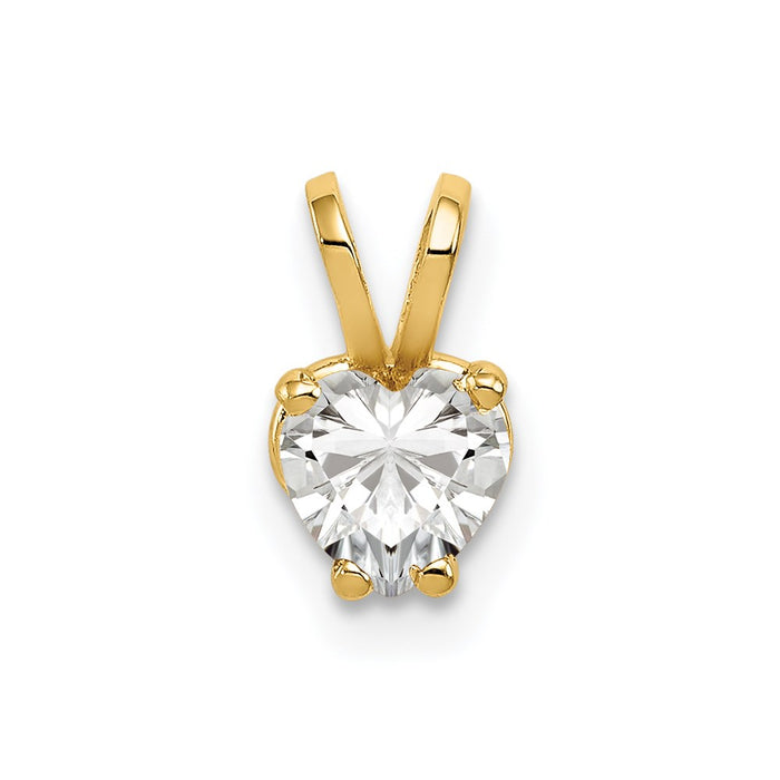 Million Charms 14K Yellow Gold Themed 5Mm Heart Cubic Zirconia Pendant