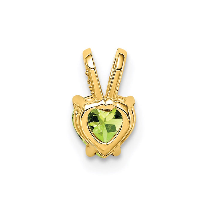 Million Charms 14K Yellow Gold Themed 5Mm Heart Peridot Pendant