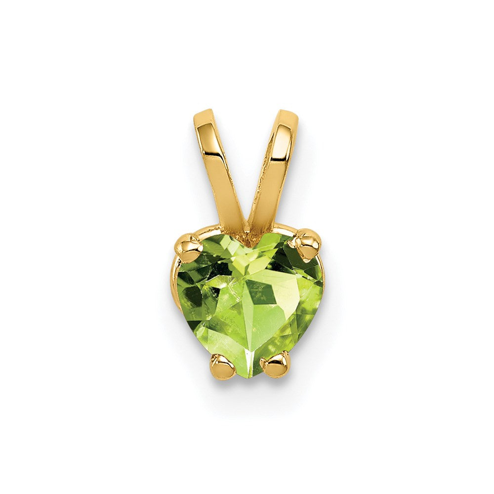 Million Charms 14K Yellow Gold Themed 5Mm Heart Peridot Pendant