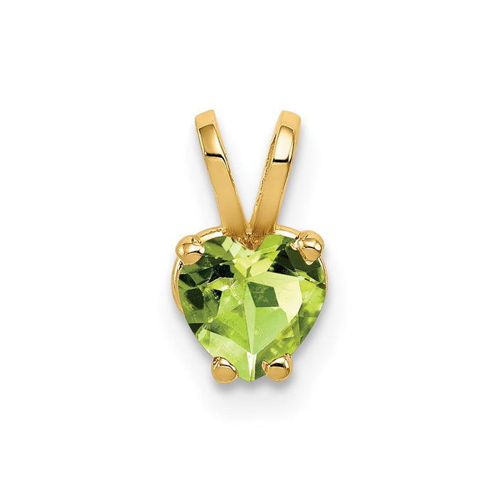 Million Charms 14K Yellow Gold Themed 5Mm Heart Peridot Pendant