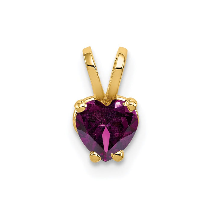 Million Charms 14K Yellow Gold Themed 5Mm Heart Rhodolite Garnet Pendant