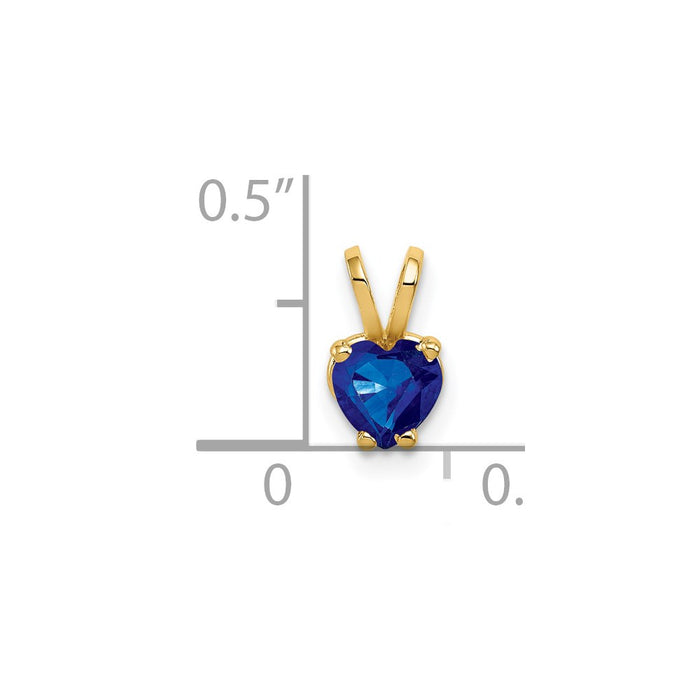 Million Charms 14K Yellow Gold Themed 5Mm Heart Sapphire Pendant