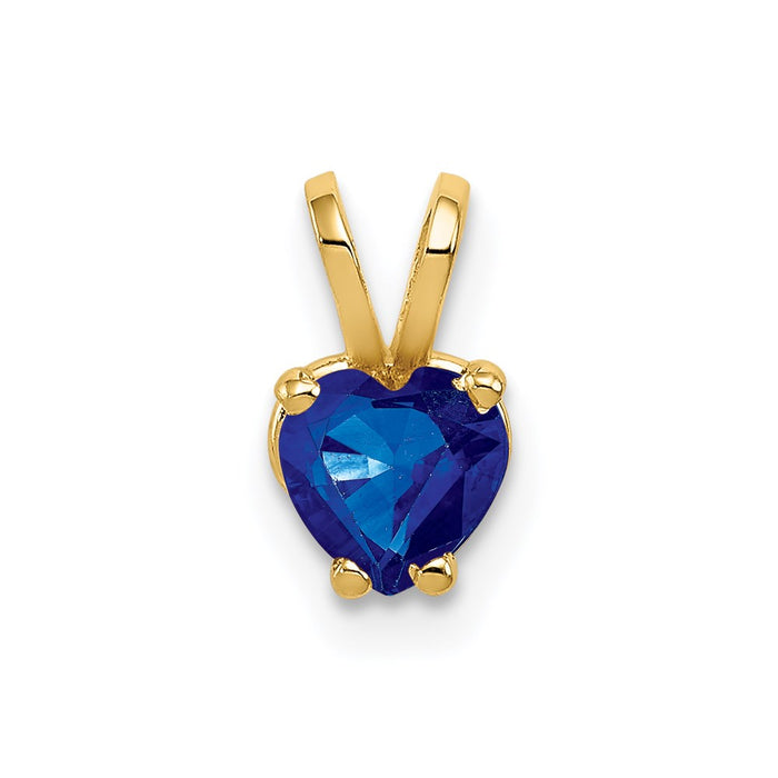 Million Charms 14K Yellow Gold Themed 5Mm Heart Sapphire Pendant