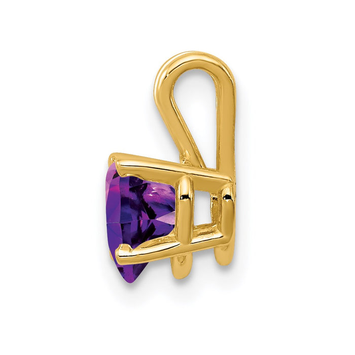 Million Charms 14K Yellow Gold Themed 6Mm Heart Amethyst Pendant