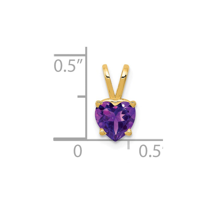 Million Charms 14K Yellow Gold Themed 6Mm Heart Amethyst Pendant