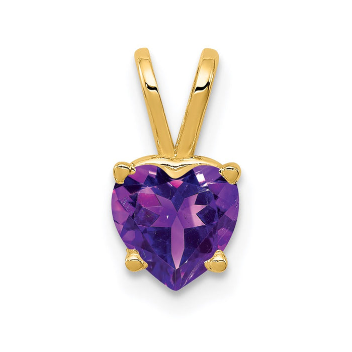 Million Charms 14K Yellow Gold Themed 6Mm Heart Amethyst Pendant